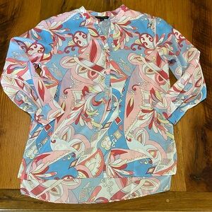 Zac & Rachel Bright and Beautiful V-Neck Tunic Top with Side Slits, Size Medium